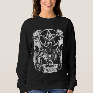Satanic Devil with Skull Occult 666 Goat Pentagram Sweatshirt
