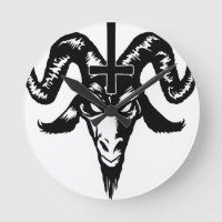 Satanic Goat Head with Cross (black)