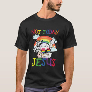 Satanic Lgbt Q Not Today Jesus Sloth Cat Dog Goth T-Shirt