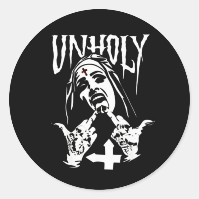 Satanic Nun Tattoos Unholy Classic Round Sticker (Front)