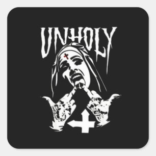 Satanic Nun Tattoos Unholy Square Sticker