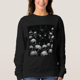 Satanic Occult Cat  Goth Grunge Black Metal Crust  Sweatshirt