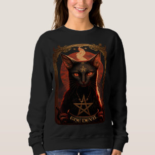 Satanic Pentagram Mystic Cat Tarot Card Devil Taro Sweatshirt