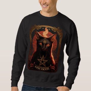 Satanic Pentagram Mystic Cat Tarot Card Devil Taro Sweatshirt