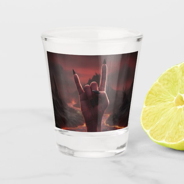 Satanic Salute Shot Glass (Front)