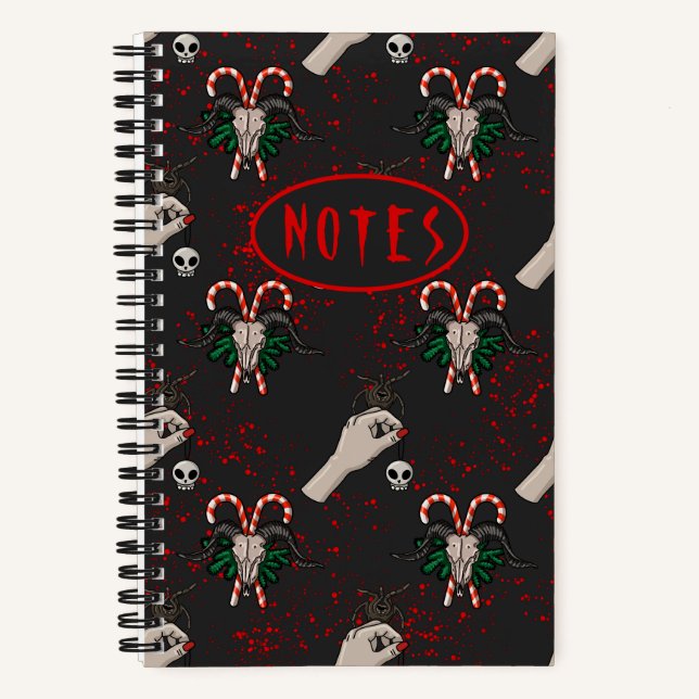 Satanic Spooky Christmas Horror Spiral Notebook (Front)
