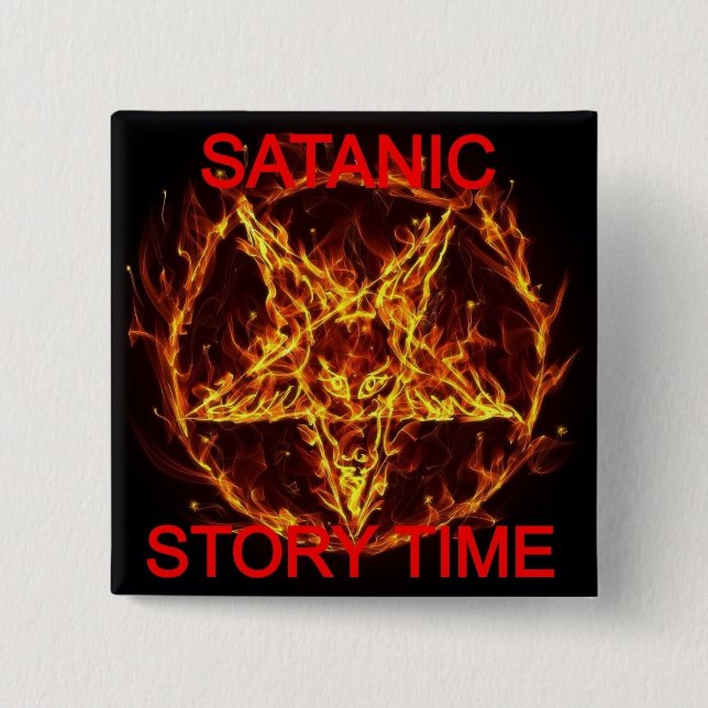 Satanic Story Time's square button now available (Front)