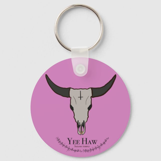Satanic temple Cow skull  Key Ring (Front)