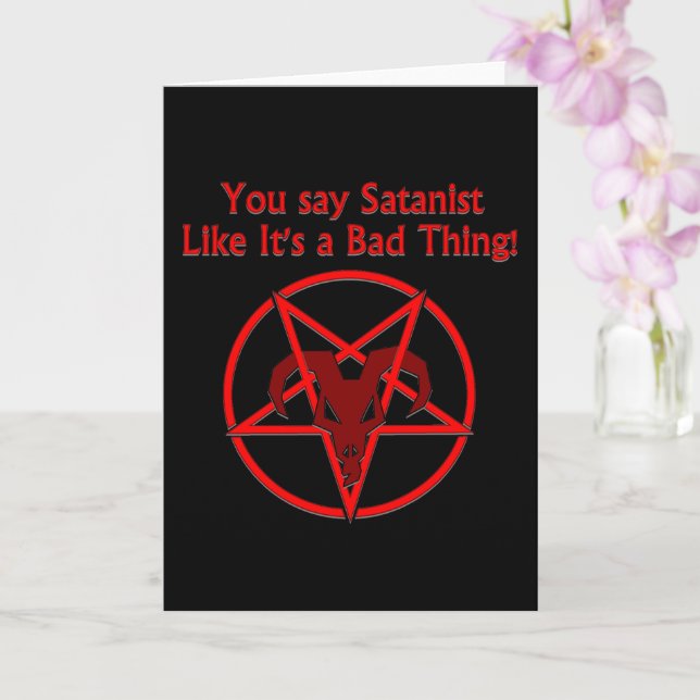 Satanist Bad Thing Dark Humour Goat Pentacle Card (Orchid)