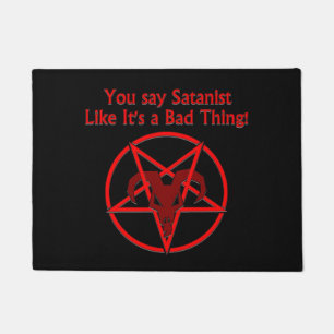 Satanist Bad Thing Dark Humour Goat Pentacle Doormat
