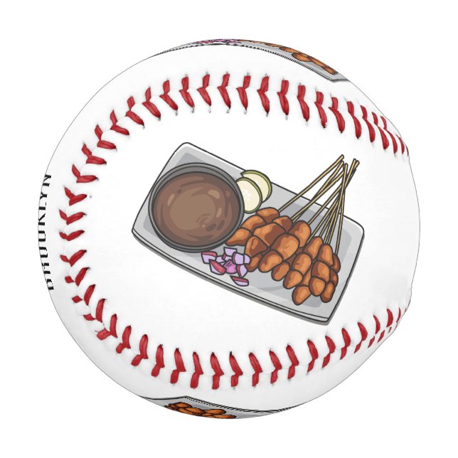 Satay cartoon illustration baseball (Front Left)