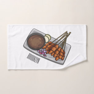 Satay cartoon illustration bath towel set