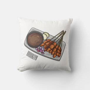 Satay cartoon illustration  cushion