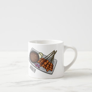 Satay cartoon illustration espresso cup