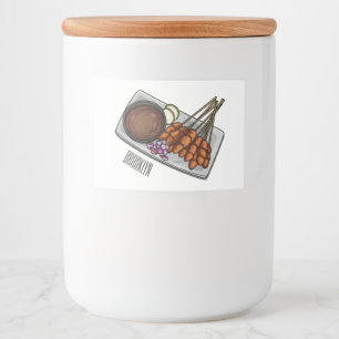 Satay cartoon illustration food label
