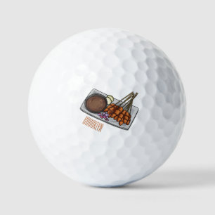 Satay cartoon illustration golf balls