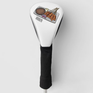 Satay cartoon illustration golf head cover
