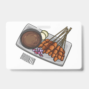 Satay cartoon illustration ID badge