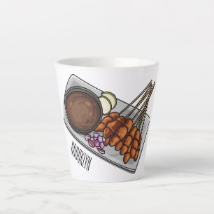 Satay cartoon illustration latte mug
