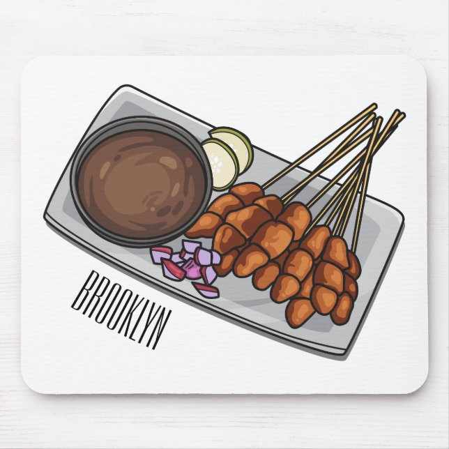 Satay cartoon illustration mouse pad (Front)