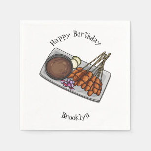 Satay cartoon illustration napkin