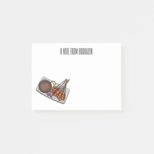 Satay cartoon illustration post-it notes (Front)