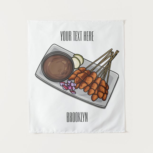 Satay cartoon illustration  tapestry (Front)