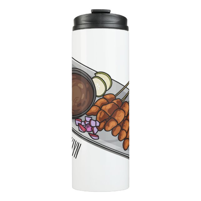 Satay cartoon illustration thermal tumbler (Front)