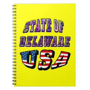 Sate of Delaware Picture and USA Flag Text Notebook
