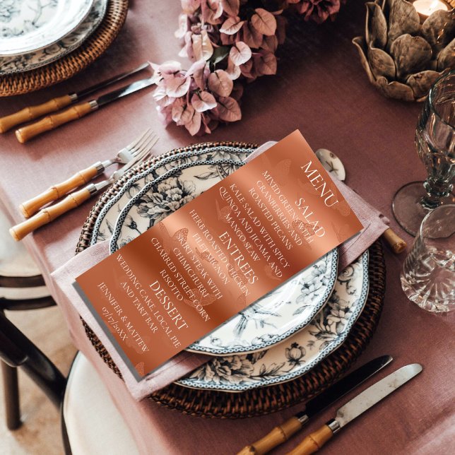 Sateen Lace Butterfly Wedding Flat Menu (Creator Uploaded)