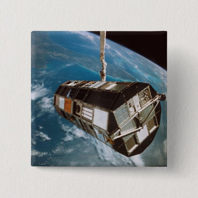 Satellite above Earth 15 Cm Square Badge (Front)