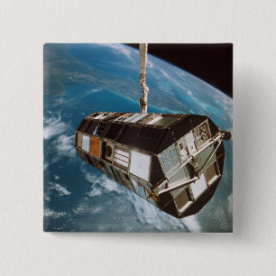 Satellite above Earth 15 Cm Square Badge