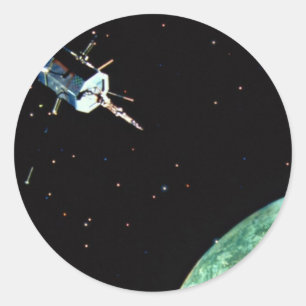 Satellite above Earth Classic Round Sticker