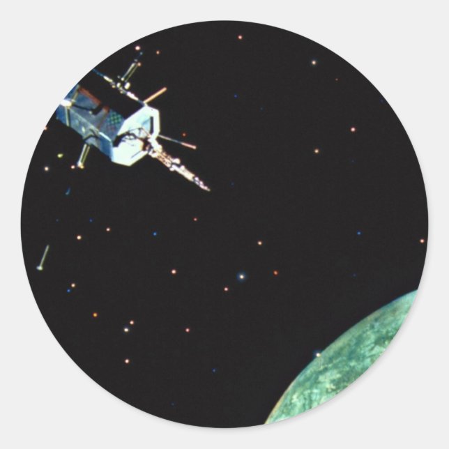 Satellite above Earth Classic Round Sticker (Front)