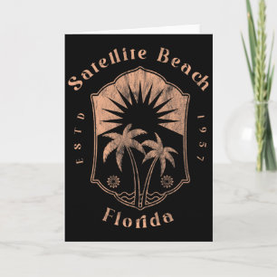 Satellite Beach Florida Retro Surfer Vintage Beach Card