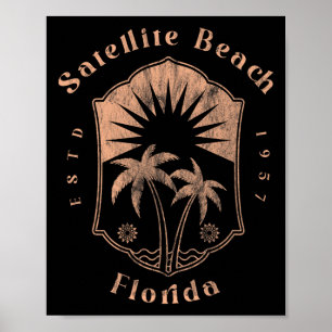 Satellite Beach Florida Retro Surfer Vintage Beach Poster