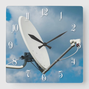 Satellite dish square wall clock