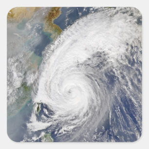 Satellite image of a typhoon square sticker