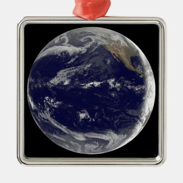 Satellite image of Earth 2 Metal Tree Decoration (Front)