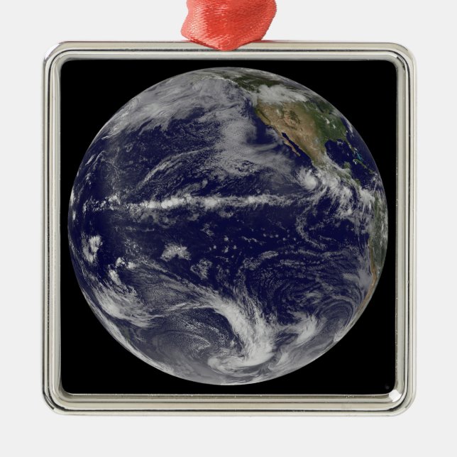 Satellite image of Earth Metal Tree Decoration (Front)
