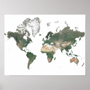 Satellite Image World Map Poster