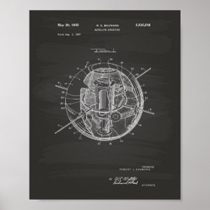 Satellite Structure 1958 Patent Art Chalkboard Poster