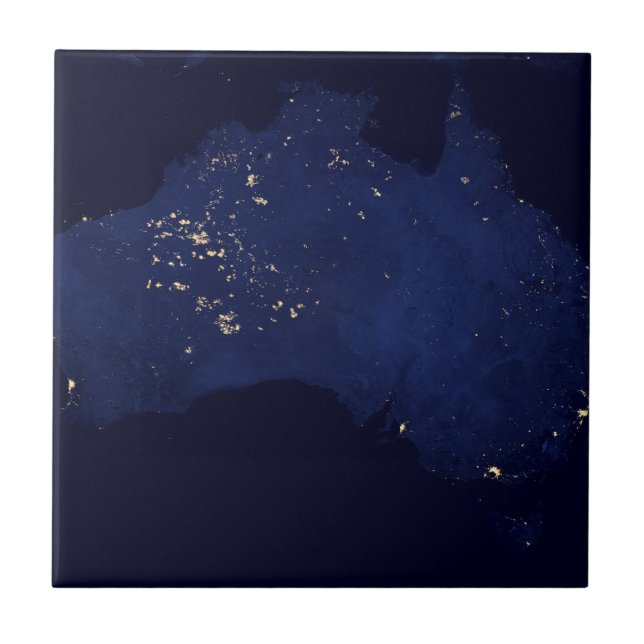 Satellite The Night Lights Of Australia. Ceramic Tile (Front)