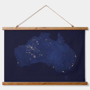Satellite The Night Lights Of Australia. Hanging Tapestry