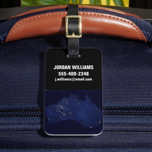 Satellite The Night Lights Of Australia. Luggage Tag (Front Insitu 2)