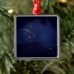 Satellite The Night Lights Of Australia. Metal Ornament