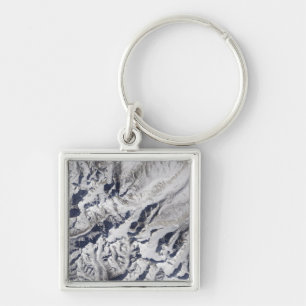 Satellite view of a Himalayan glacier Key Ring