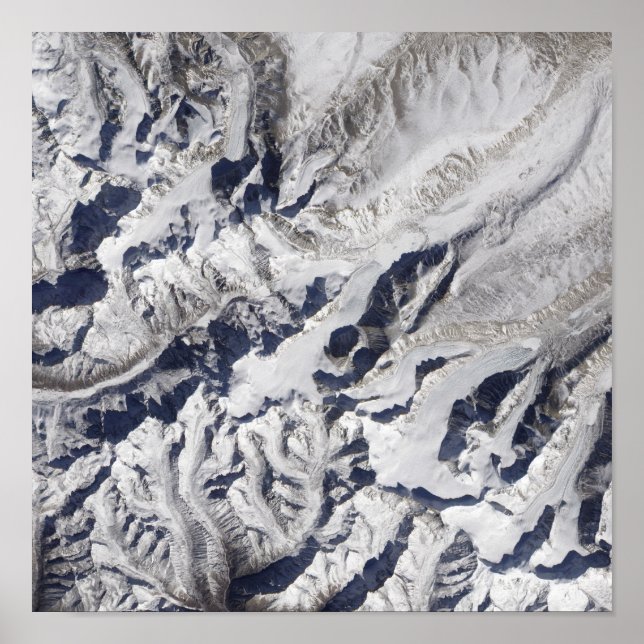Satellite view of a Himalayan glacier Poster (Front)