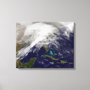 Satellite view of a massive winter storm canvas print