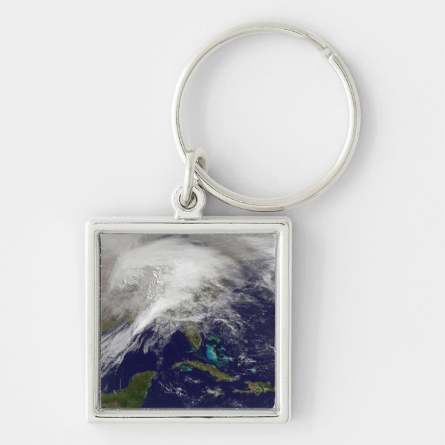Satellite view of a massive winter storm key ring (Front)